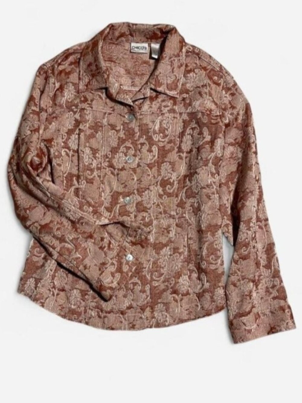 Chico's brown floral button up size L